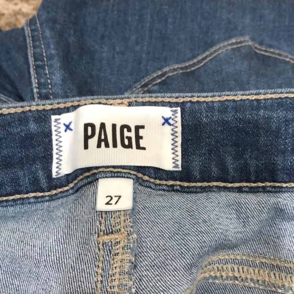 Paige Verdugo Crop Jeans Size 27 Dark Blue Unravels Raw Hem - Picture 10 of 11